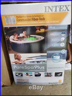 Intex PureSpa Plus 4 Person Portable Inflatable Hot Tub Bubble Jet Spa Navy Blue