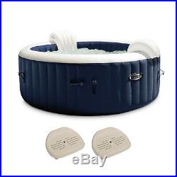 Intex PureSpa Plus 6 Person Inflatable Hot Tub Bubble Jet Spa with 2 Seats, Navy