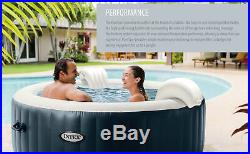 Intex PureSpa Plus 6 Person Inflatable Hot Tub Bubble Jet Spa with 2 Seats, Navy
