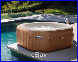 Intex Pure Spa 4-Person Portable Octagon Bubble Hot Tub with Six Filter Cartridges