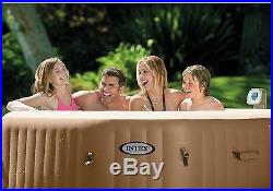 Intex Pure Spa Inflatable Bubble 4 Person Octagonal Hot Tub Portable Pool Filter