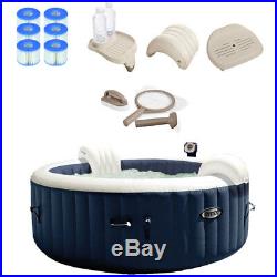 Intex Pure Spa Inflatable Hot Tub Set with 6 Filter Cartridges and Accessories