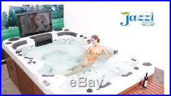 JAZZI 8 Person Swim Spa Hot Tub With 42 POP-UP TV, WATERFALL, 118 JETS, DVD, COOLER