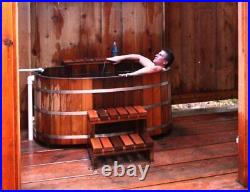 Japanese Wood Ofuro Soaking Tub for 2 Air to Water Heat Pump
