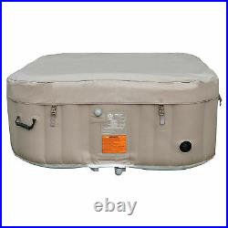 Jetted Hot Tub Square 4 Person Portable Inflatable Spa w Pump Cover 160 Gallon