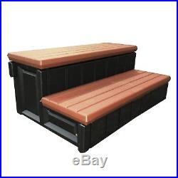 Leisure Accents 36 Deluxe Deck Patio Spa Hot Tub Compartment Steps, Redwood