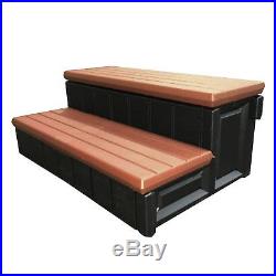 Leisure Accents 36 Deluxe Deck Patio Spa Hot Tub Compartment Steps, Redwood