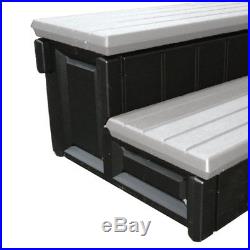 Leisure Accents 36 Inch Deck Patio Spa Hot Tub Storage Compartment Steps, Gray