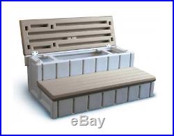 Leisure Accents 36 Long Deck Patio Spa Hot Tub Storage Compartment Steps Taupe