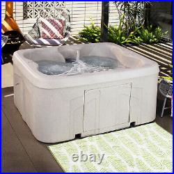 LifeSmart 4 Person Square Hot Tub Spa with 36 Inch Hot Tub Storage Steps, Gray