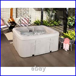 LifeSmart LS100 Sand 4 Person Plug and Play Square Hot Tub Spa with Black Cover