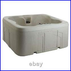 Life Smart 4 Person Plug & Play Square Hot Tub Spa and Cover, Beige (Open Box)