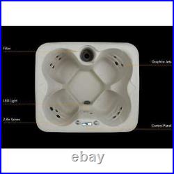 Life Smart 4 Person Plug & Play Square Hot Tub Spa and Cover, Beige (Open Box)
