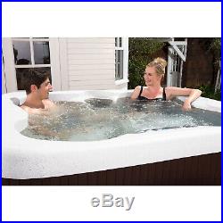 Life Smart 4 Person Plug & Play Square Hot Tub Spa with 20 Jets and Cover, Brown