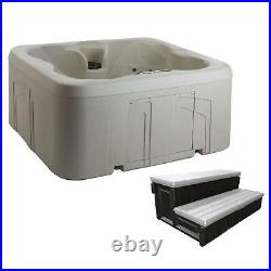 Lifesmart Spas Rock Solid Simplicity 4-Person Hot Tub Spa with Cover and Steps