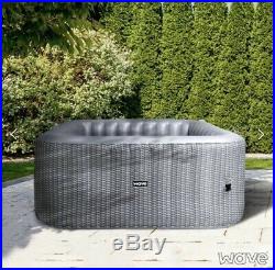 Luxury Inflatable Hot Tub Jaccuzi Grey Rattan 4 Person RRP £1079