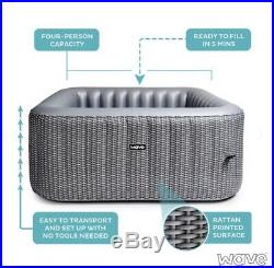Luxury Inflatable Hot Tub Jaccuzi Grey Rattan 4 Person RRP £1079