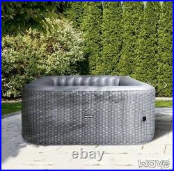 Luxury Inflatable Hot Tub Jaccuzi Spa Grey Rattan 4 Person RRP £1079