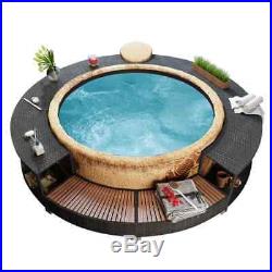 New Black Poly Rattan Hot Tub Spa Surround Outdoor Patio with Robust Steel Frame