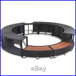 New Black Poly Rattan Hot Tub Spa Surround Outdoor Patio with Robust Steel Frame