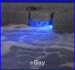 Outdoor Spa Hot Tub 4 Person Heated Waterfall 120V Cover with Led Lights Massage