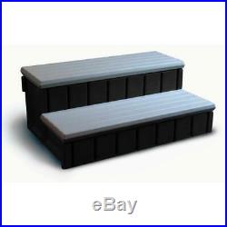 Plastic Spa Step With Storage Compartment Hot Tub Accessories 2 Steps Gray