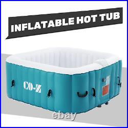 Portable 5 ft Square Hot Tub 4 Person Inflatable Adult Pool w Cover Pump Teal