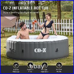 Portable 6 ft Round Hot Tub 4 Person Inflatable Adult Pool with Cover Pump Gray