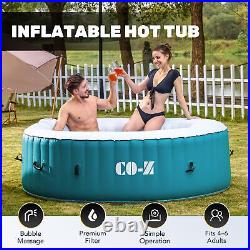 Portable 7 ft Round Hot Spa Tub 6 Person Inflatable Adult Pool with Cover Pump