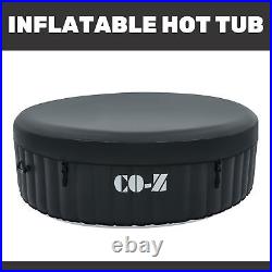 Portable 7 ft Round Hot Tub 6 Person Inflatable Adult Pool with Cover Pump Black