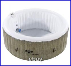 Portable Bubbly Massage Spa Hot Tub For 4 In Beige/Coffee Color