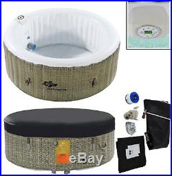 Portable Hot Tub 4 Person Inflatable Pool Outdoor Spa Hottub Massage Tub w Cover