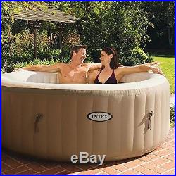 Portable Hot Tub 4-Person Round Intex PureSpa Bubble Massage 77 Sahara Tan New