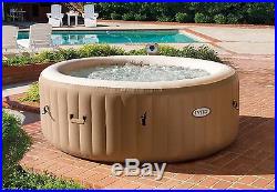Portable Hot Tub Massage Spa Set Intex Summer Swimming Pool Patio Tan 4 Person
