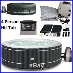Portable Hot Tub Spa Inflatable 4 Person Massage Pool Heated Tubs Bubble Gray