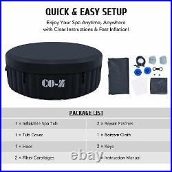 Portable Hot Tub with Bubble Jets Auto Pump 4 Person 6' Inflatable Hot Tub Black