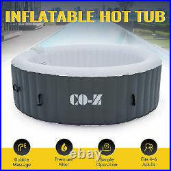 Portable Hot Tub with Bubble Jets Auto Pump 6 Person 7' Inflatable Hot Tub Gray