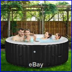 Portable Inflatable Bubble Massage Spa Hot Tub 4 Person Relaxing Outdoor Black