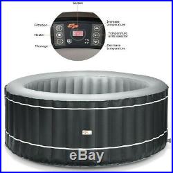 Portable Spa Inflatable Hot Tub 6 Person Pool Massage Tubs Heated Bubble Black