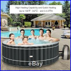 Portable Spa Inflatable Hot Tub 6 Person Pool Massage Tubs Heated Bubble Black