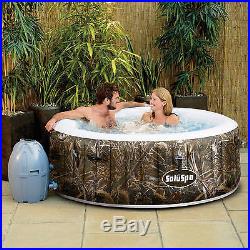 Realtree AirJet 4 Person Relaxing Portable Inflatable Hot Tub Spa Round Outdoor