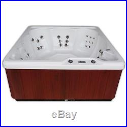 Redwood 6 Person Family Outdoor Home Spa Bubble Jet Hot Tub Luxury Jacuzzi Deck