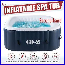 Secondhand 4-Person Inflatable Hot Tub Spa w 120 Jets and Air Pump for Backyard