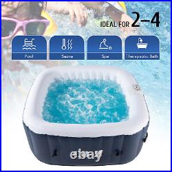Secondhand 4-Person Inflatable Hot Tub Spa w 120 Jets and Air Pump for Backyard