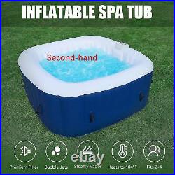 Secondhand 4-Person Square Inflatable Hot Tub 120 Bubble Jets for Patio Backyard