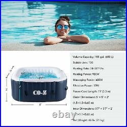 Secondhand 5'x5' Inflatable Hot Tub Portable Jacuzzi with120 Jets & Air Pump for 4