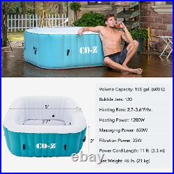 Secondhand Inflatable Spa Tub with20 Air Jets Heater Air Pump Outdoor Hot Tub Teal
