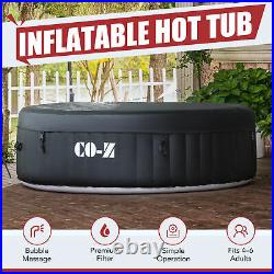 Secondhand Portable Hot Tub w Bubble Jets Auto Pump 6 Person 7' Inflatable Black