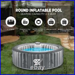 SereneLife 4-Seat Round Inflatable Pool Hot Tub Spa with Light & Remote Control