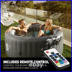 SereneLife 4-Seat Round Inflatable Pool Hot Tub Spa with Light & Remote Control